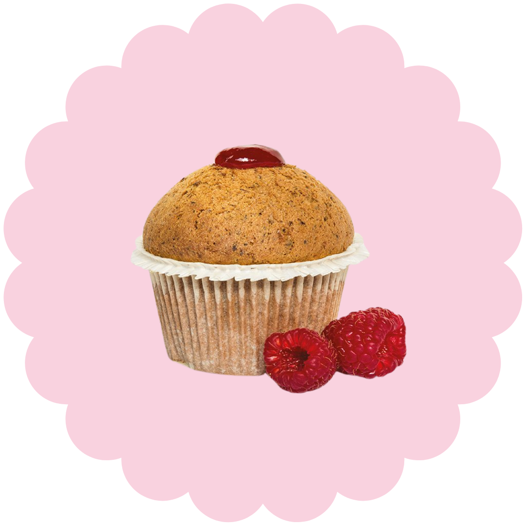 Muffins complets aux framboises sans gluten (4 pièces)
